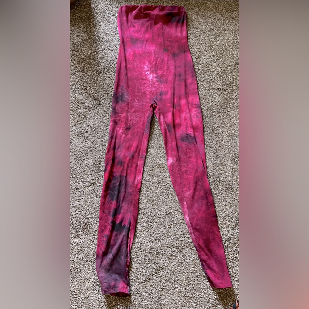 Burgundy tie dye jumpsuit